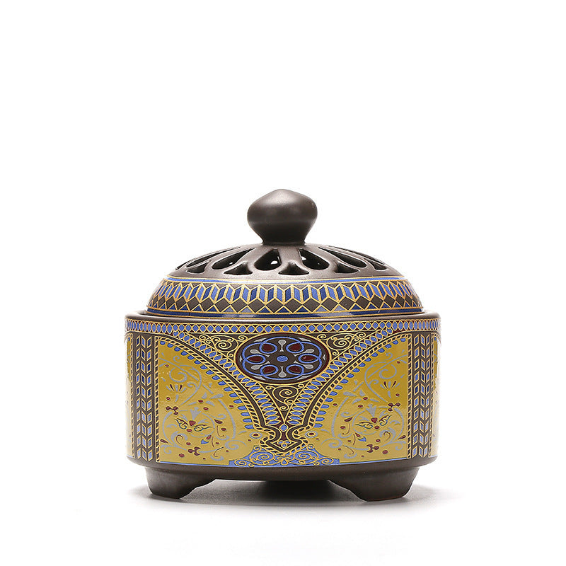 Brûleur d'encens cloisonné en céramique, brûleur d'encens arrière, canal d'encens en émail