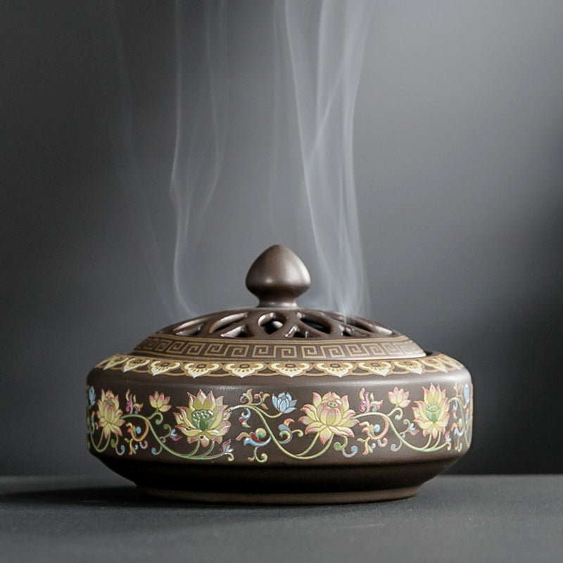 Brûleur d'encens cloisonné en céramique, brûleur d'encens arrière, canal d'encens en émail