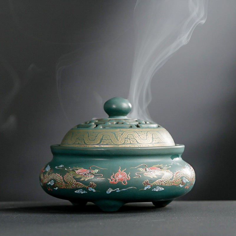 Brûleur d'encens cloisonné en céramique, brûleur d'encens arrière, canal d'encens en émail