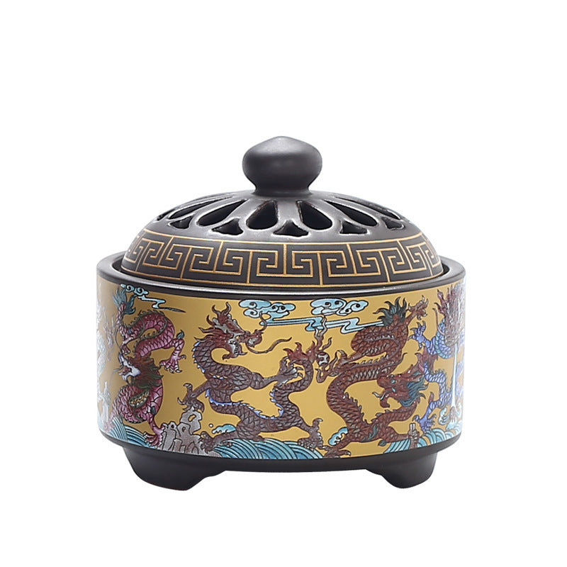 Brûleur d'encens cloisonné en céramique, brûleur d'encens arrière, canal d'encens en émail