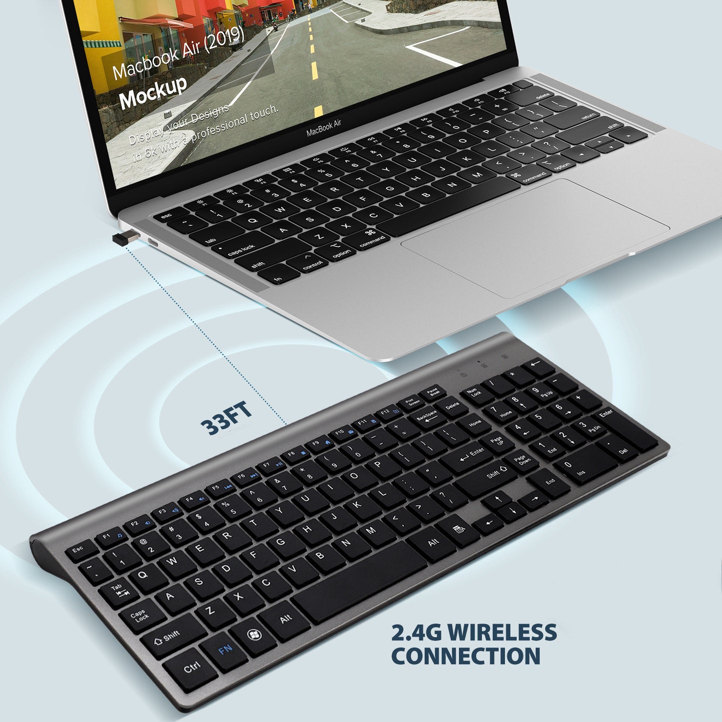 Clavier sans fil Usb Mini ordinateur portable silencieux clavier Ultra-mince