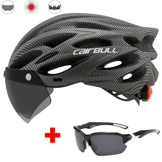 Casque de vélo de route avec lentille et feu arrière