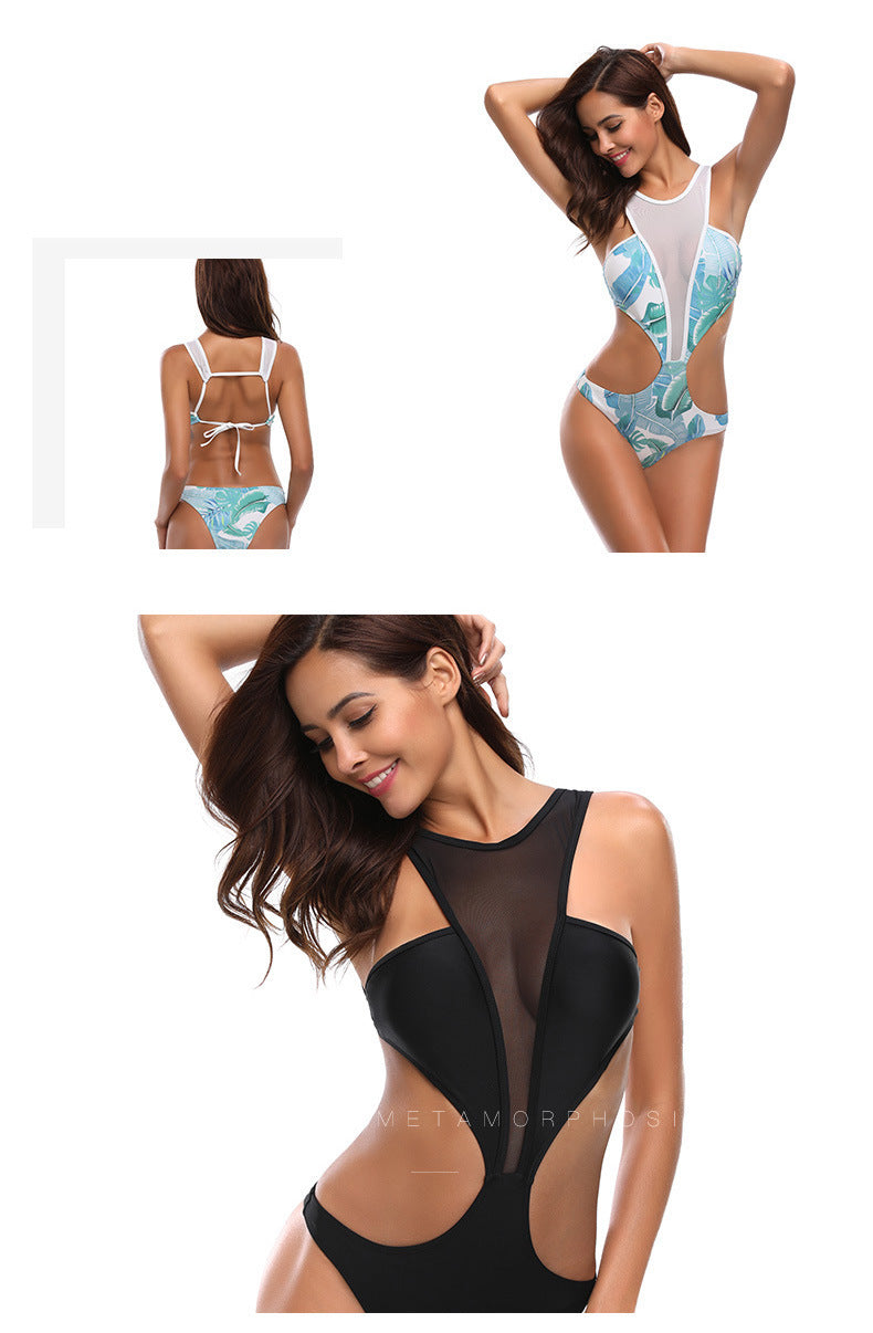 Maillot de bain sexy en maille bikini taille haute