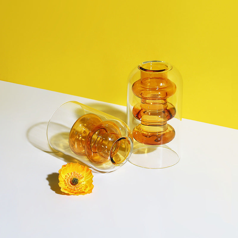 Vase Transparent en verre coloré, accessoires de décoration pour la maison, nordique Ins, salon, Table à manger, fleurs séchées, Vases hydroponiques