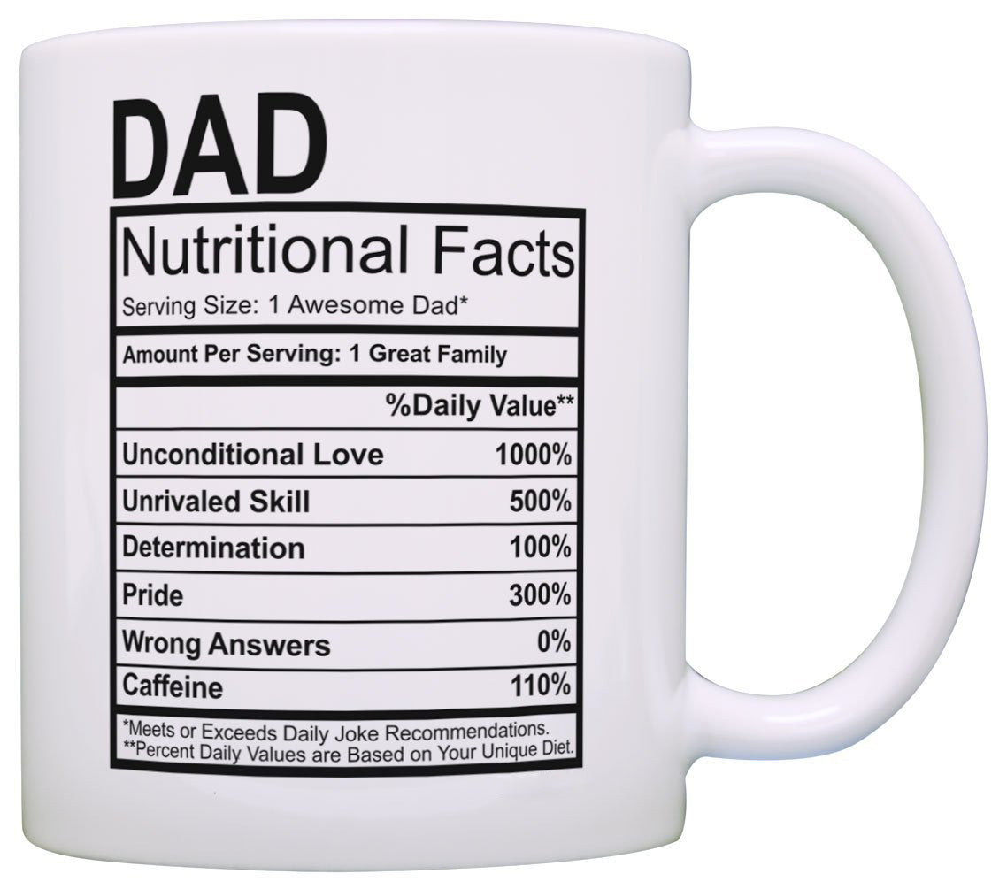 Taza de café de cerámica con etiqueta nutricional del Día de la Madre