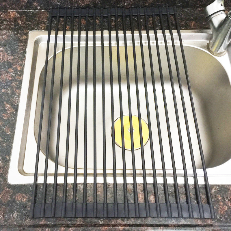 Estante para fregadero, estante de drenaje de acero inoxidable, fregadero de cocina plegable, estante para platos