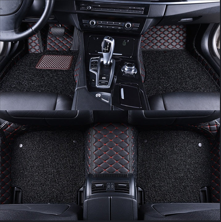 Tapis de voiture avec anneau en fil de cuir diamant résistant à l'usure