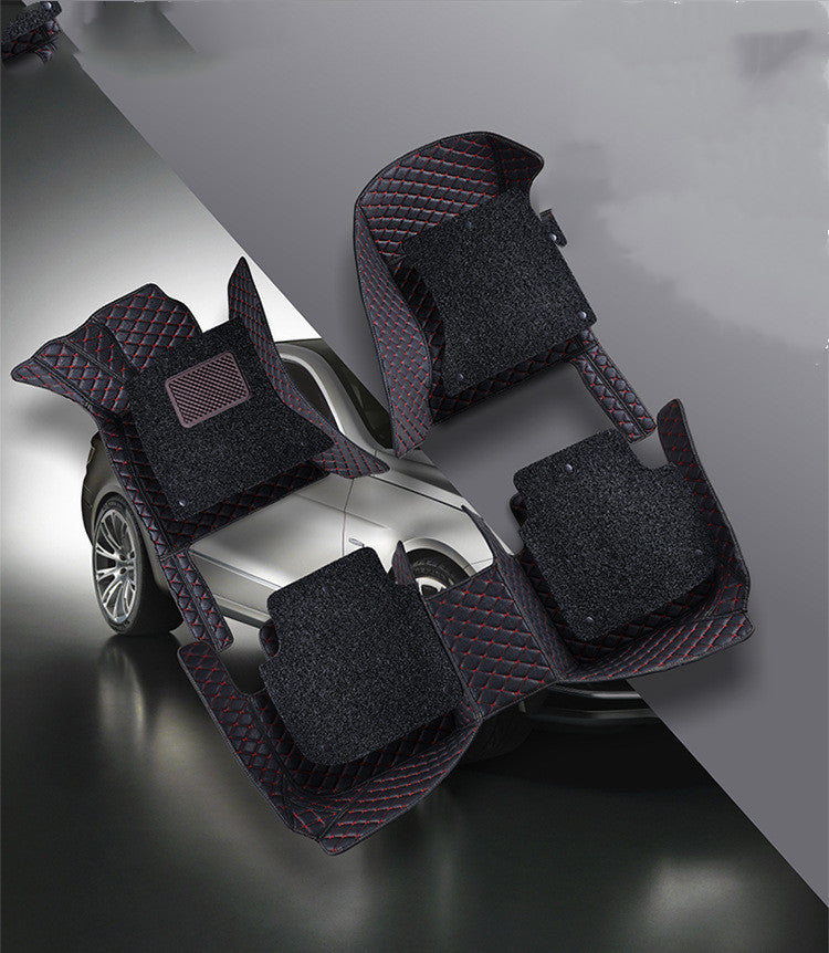 Tapis de voiture avec anneau en fil de cuir diamant résistant à l'usure