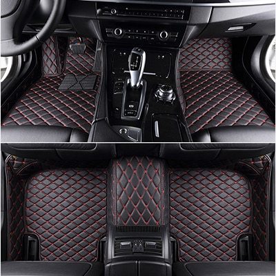 Tapis de voiture avec anneau en fil de cuir diamant résistant à l'usure
