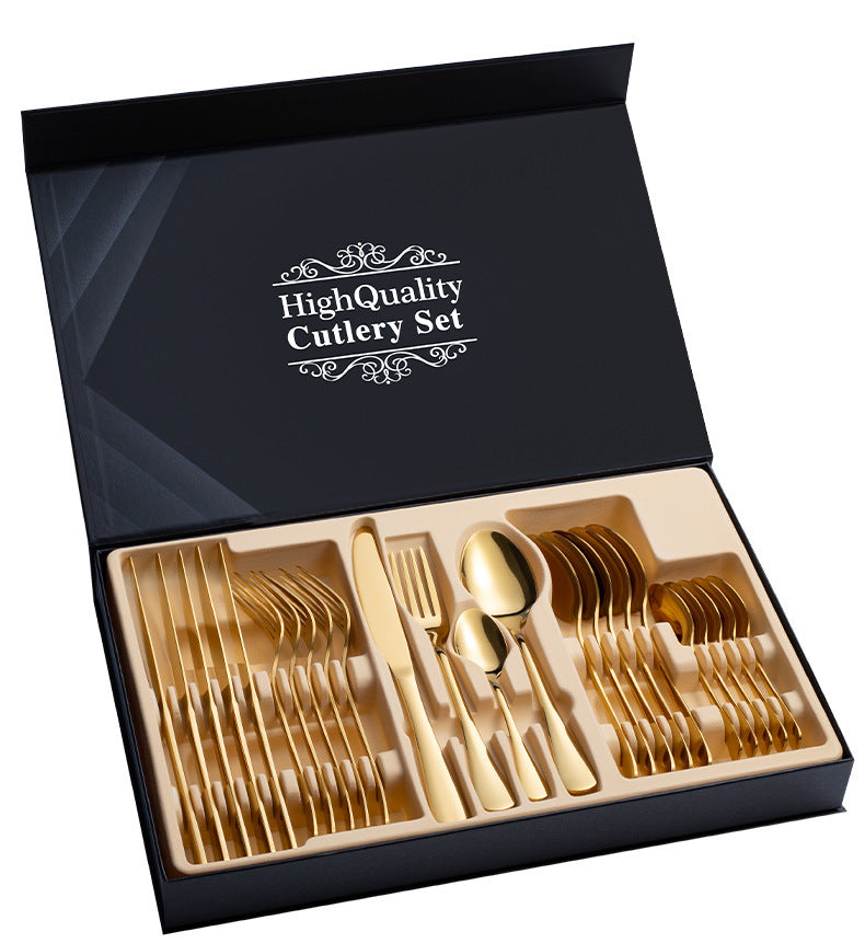 Couverts en acier inoxydable, 24 pièces, couverts cadeaux, couverts à Steak, coffret cadeau