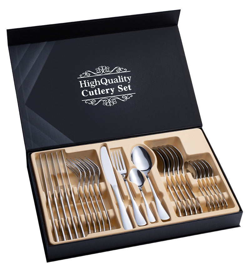 Couverts en acier inoxydable, 24 pièces, couverts cadeaux, couverts à Steak, coffret cadeau