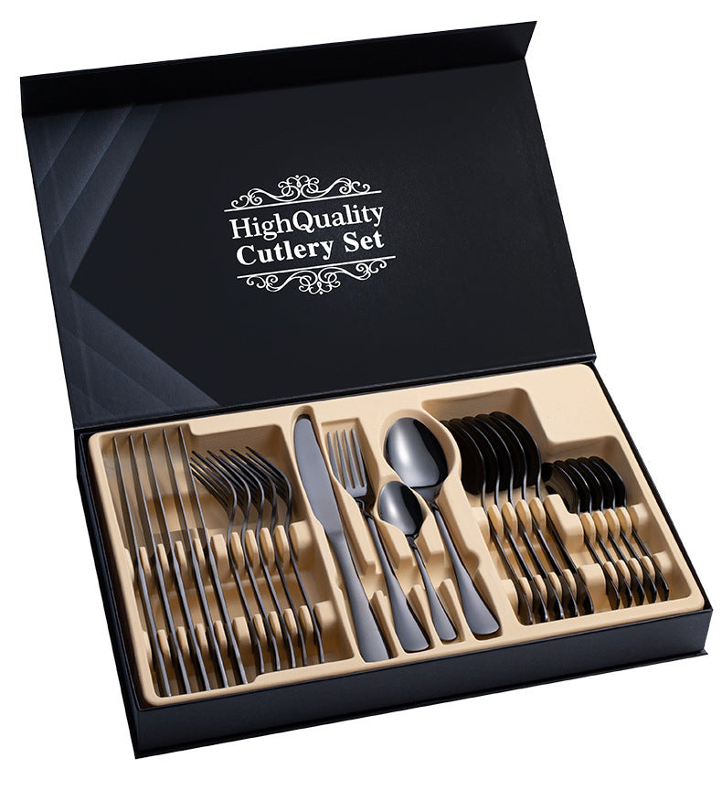Couverts en acier inoxydable, 24 pièces, couverts cadeaux, couverts à Steak, coffret cadeau