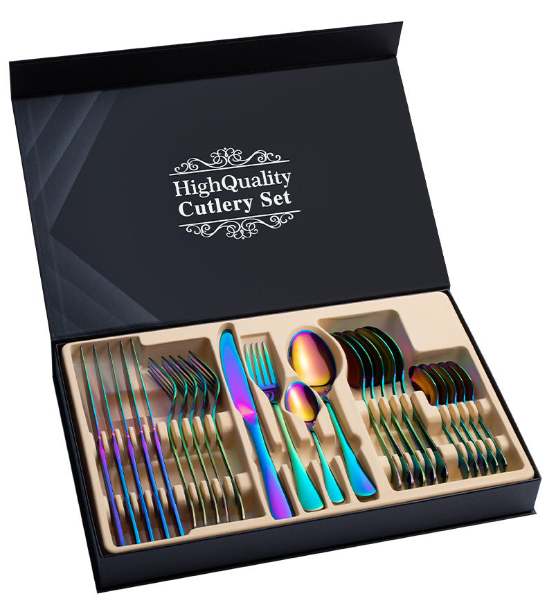 Couverts en acier inoxydable, 24 pièces, couverts cadeaux, couverts à Steak, coffret cadeau