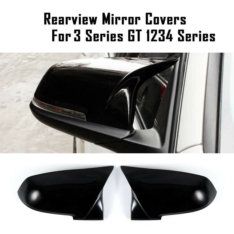 Coque de rétroviseur noire brillante, compatible avec Bmw série 1.2.3.4 F20 F30 M, corne de bœuf