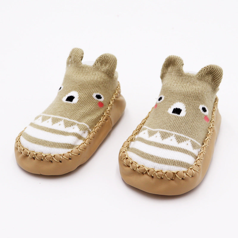 Zapatos infantiles del niño del bebé del calzado del piso del algodón peinado antideslizante antideslizante de la historieta de los niños
