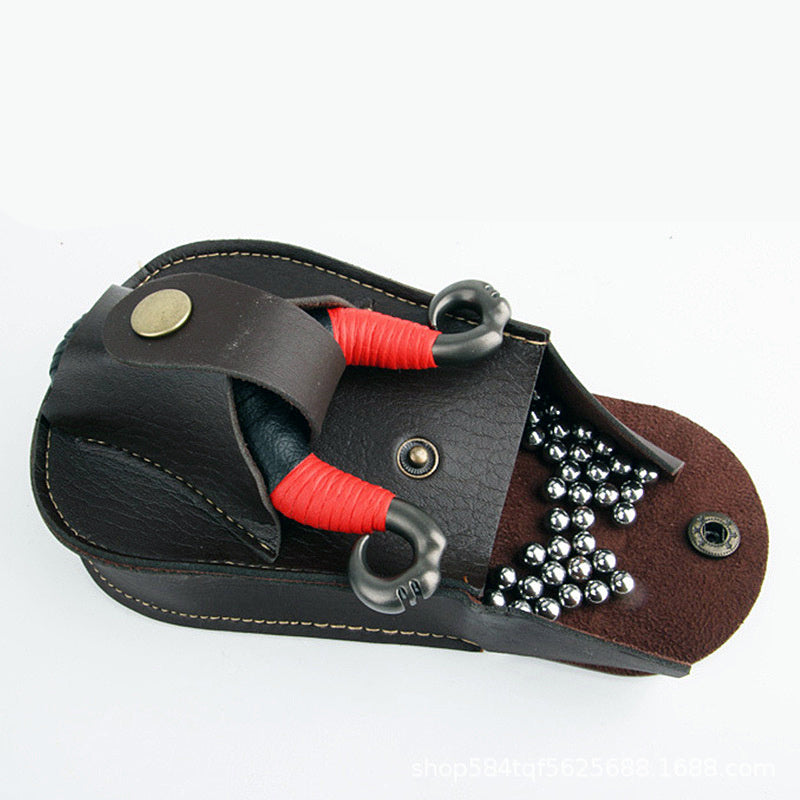 Bolso todo en uno Slingshot, bolso con cinturón de cuero, bolso con bolas de acero, las canicas son duraderas y no se deforman al aire libre