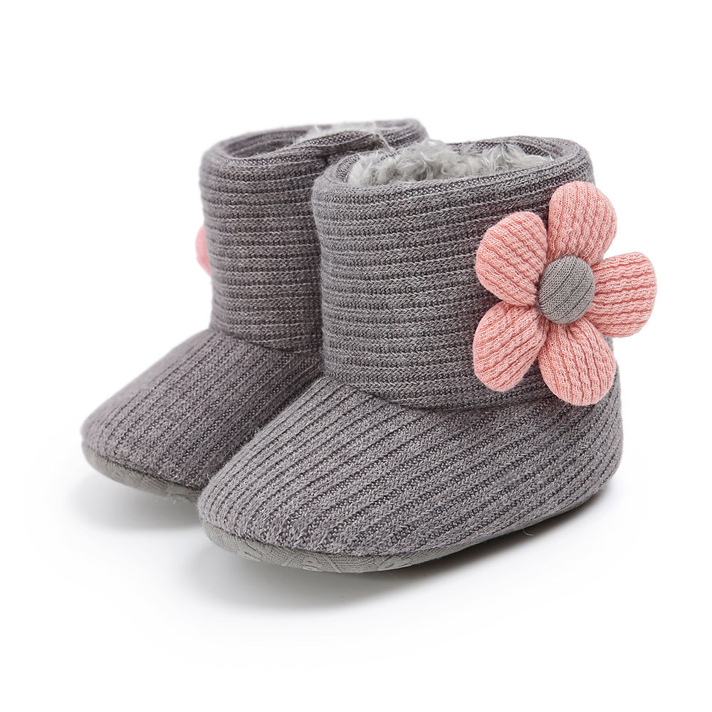 Botas cálidas con girasoles, zapatos para bebé, botas para bebé, botas de algodón, zapatos para bebé