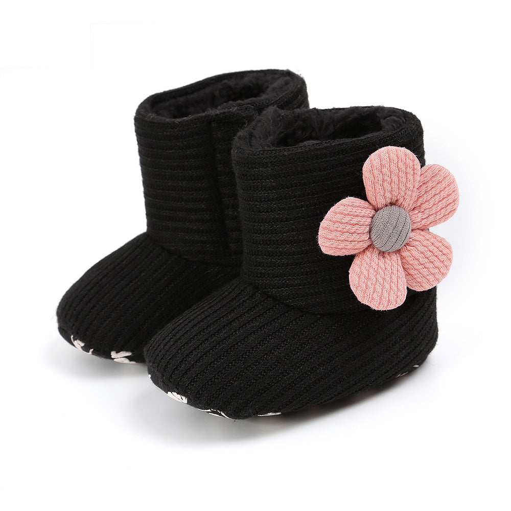 Botas cálidas con girasoles, zapatos para bebé, botas para bebé, botas de algodón, zapatos para bebé