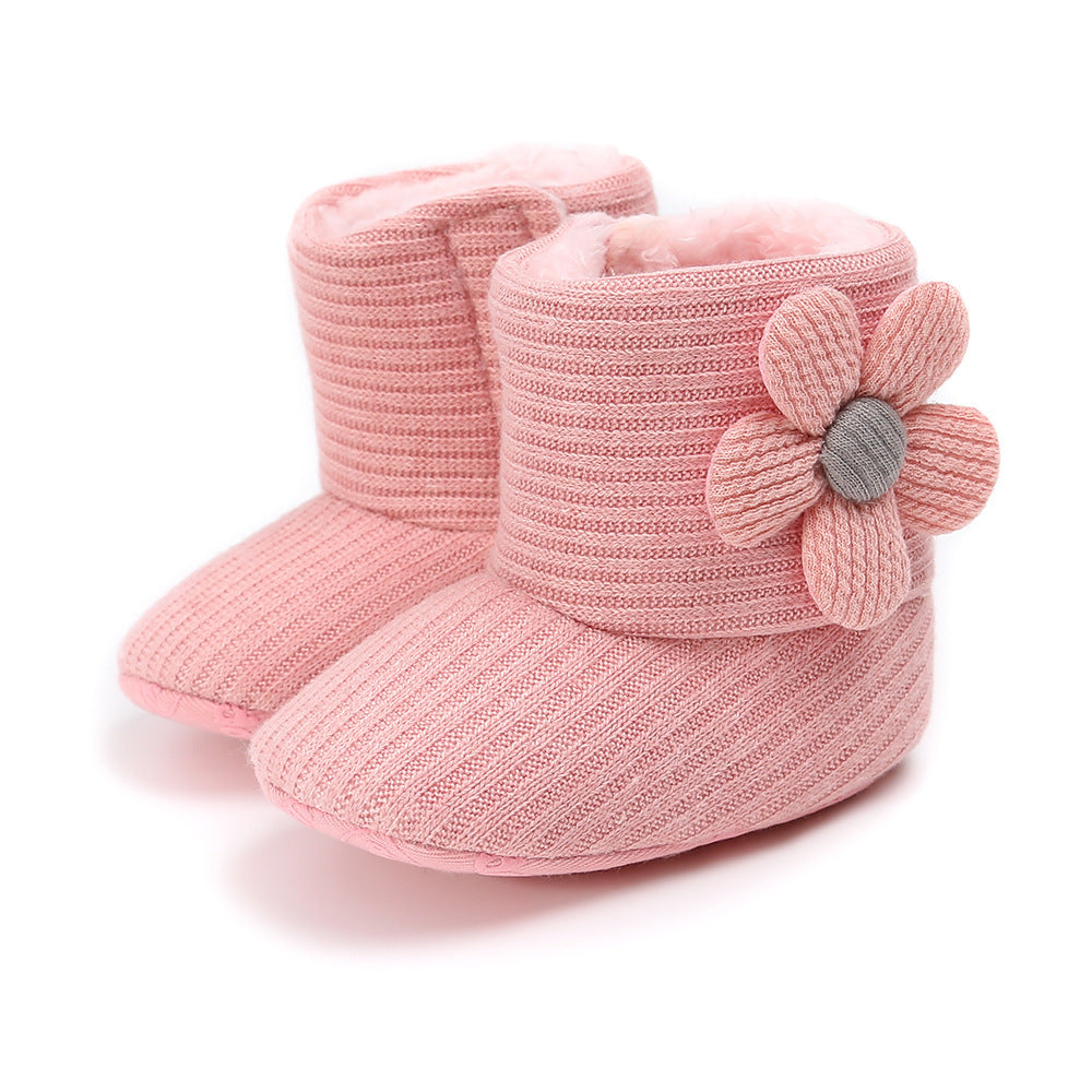 Botas cálidas con girasoles, zapatos para bebé, botas para bebé, botas de algodón, zapatos para bebé