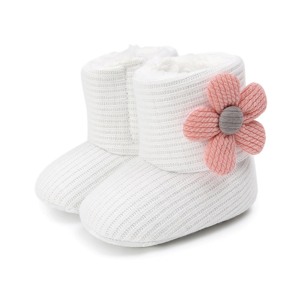 Botas cálidas con girasoles, zapatos para bebé, botas para bebé, botas de algodón, zapatos para bebé