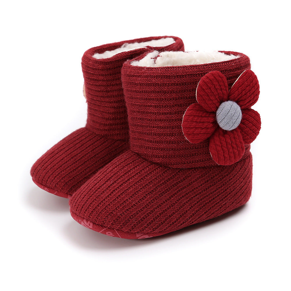 Botas cálidas con girasoles, zapatos para bebé, botas para bebé, botas de algodón, zapatos para bebé
