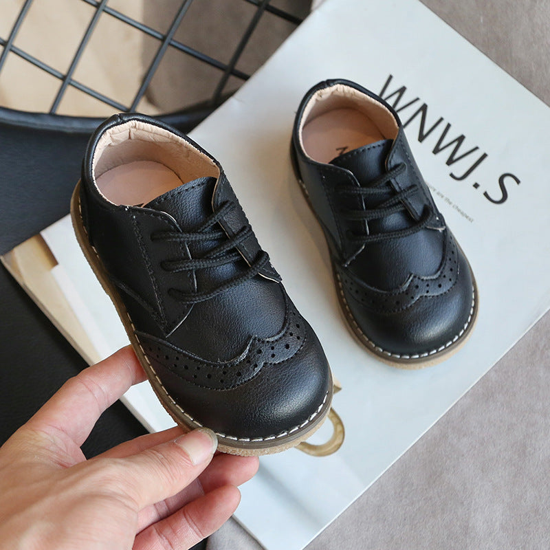 Zapatos de cuero para niños estilo británico otoño nuevos zapatos de bebé para niños zapatos coreanos de princesa negros zapatos individuales