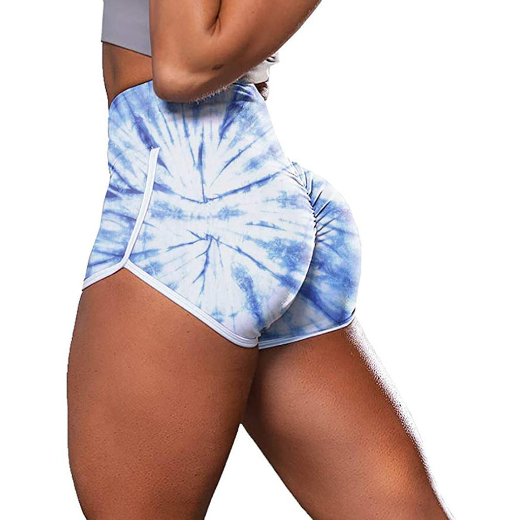 Short décontracté de fitness hip-up imprimé tie-dye camouflage pour femme