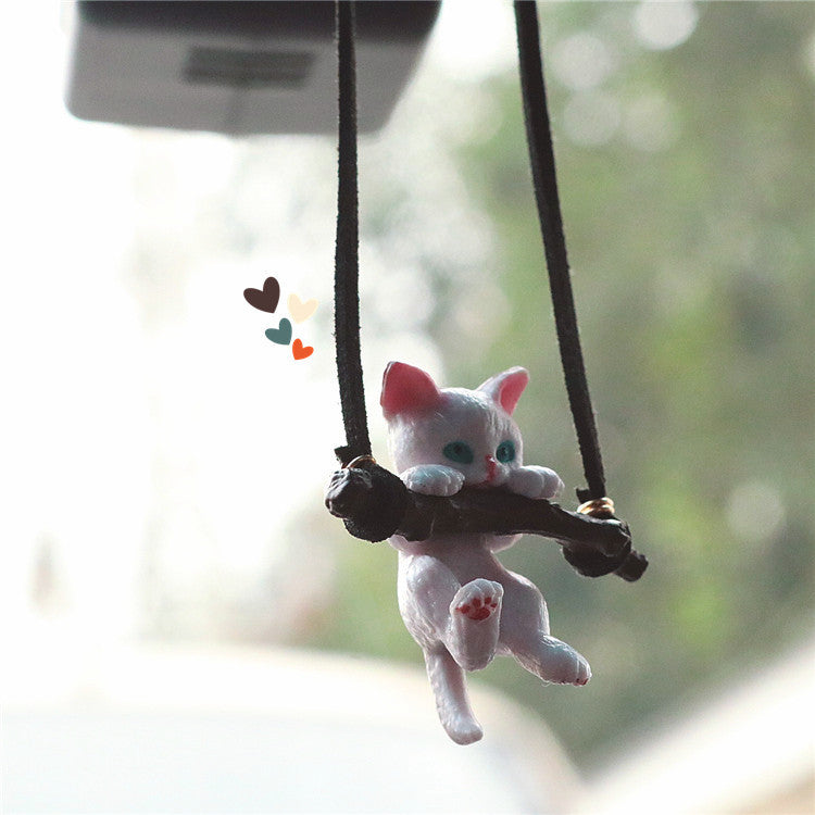 Ornements de voiture créatif mignon branche chat rétroviseur pendentif