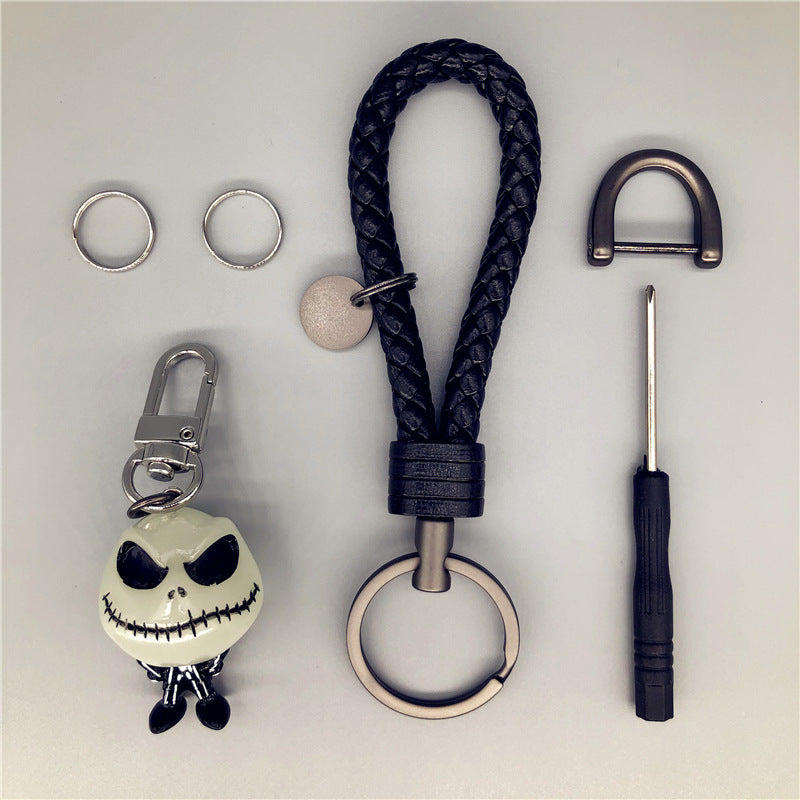 Skull Keychain Luminous Dark Black Personality Han Chao Car Key Pendant
