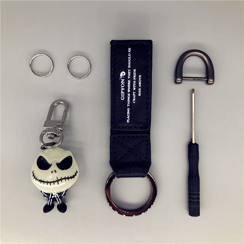 Skull Keychain Luminous Dark Black Personality Han Chao Car Key Pendant