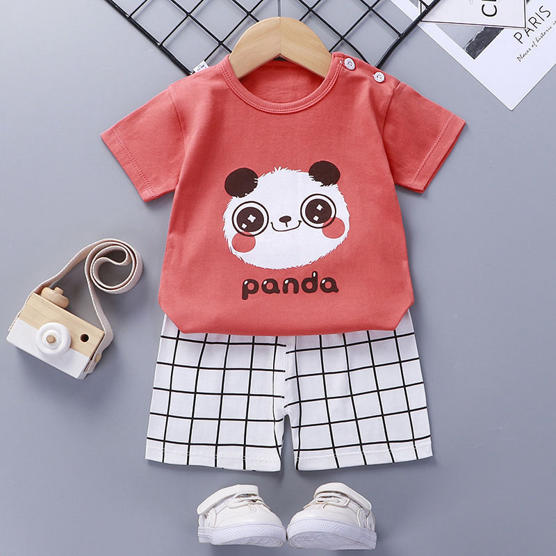 Costume à manches courtes pour enfants, vêtements d'été en coton pour bébés