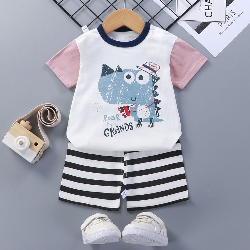 Costume à manches courtes pour enfants, vêtements d'été en coton pour bébés
