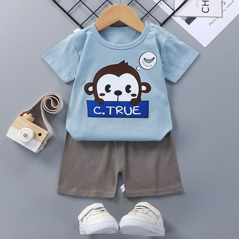 Costume à manches courtes pour enfants, vêtements d'été en coton pour bébés