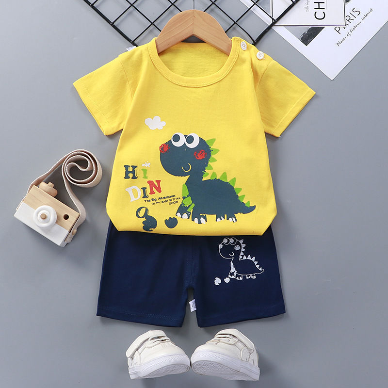 Costume à manches courtes pour enfants, vêtements d'été en coton pour bébés
