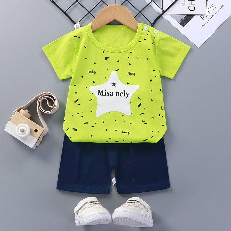 Costume à manches courtes pour enfants, vêtements d'été en coton pour bébés
