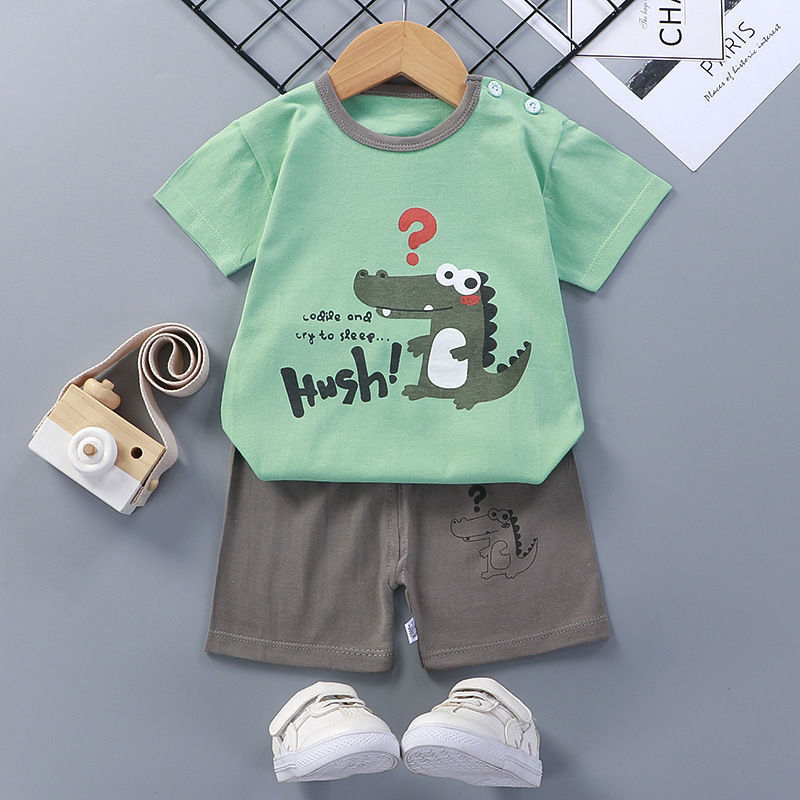 Costume à manches courtes pour enfants, vêtements d'été en coton pour bébés