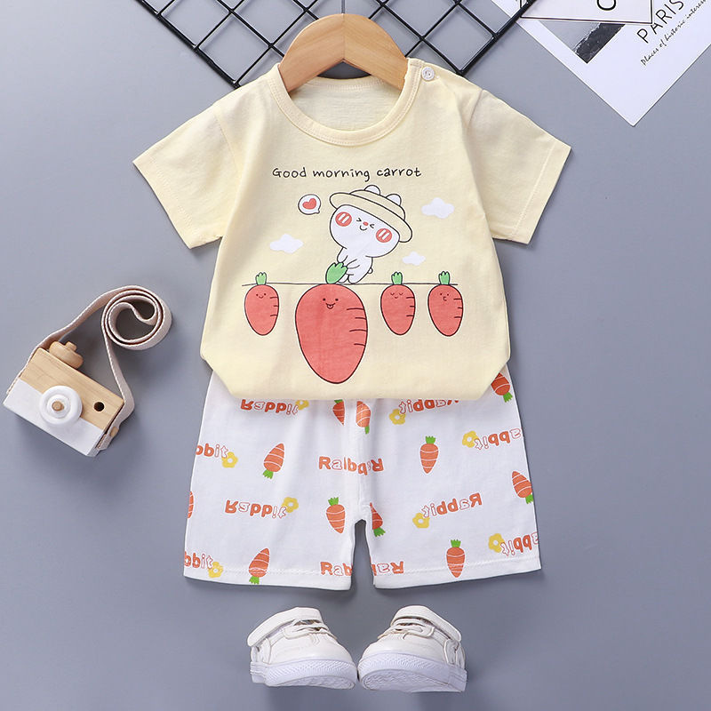 Costume à manches courtes pour enfants, vêtements d'été en coton pour bébés