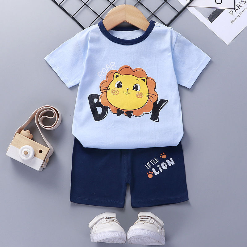Costume à manches courtes pour enfants, vêtements d'été en coton pour bébés