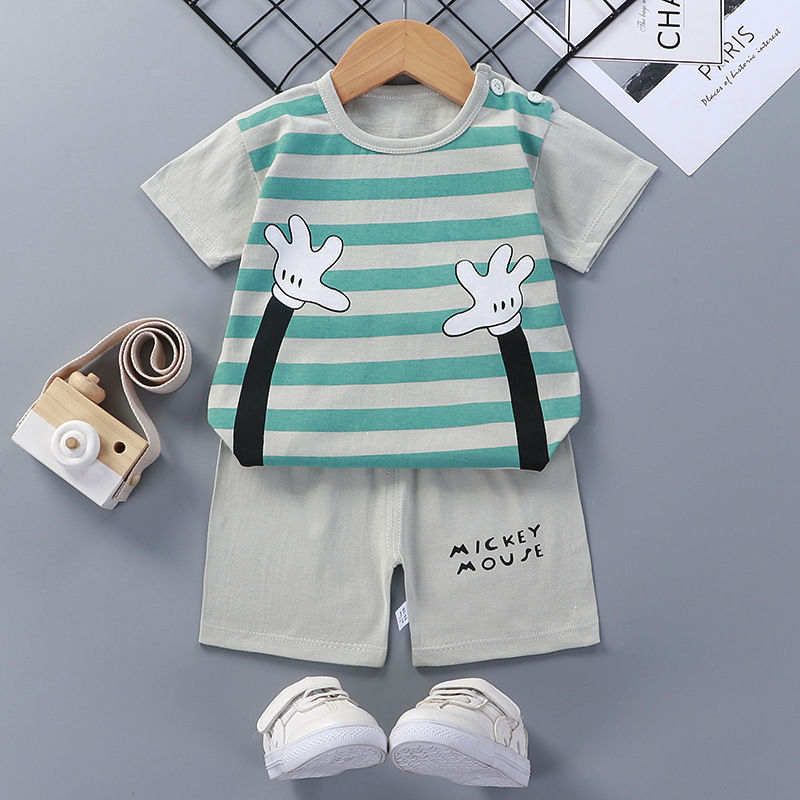 Costume à manches courtes pour enfants, vêtements d'été en coton pour bébés