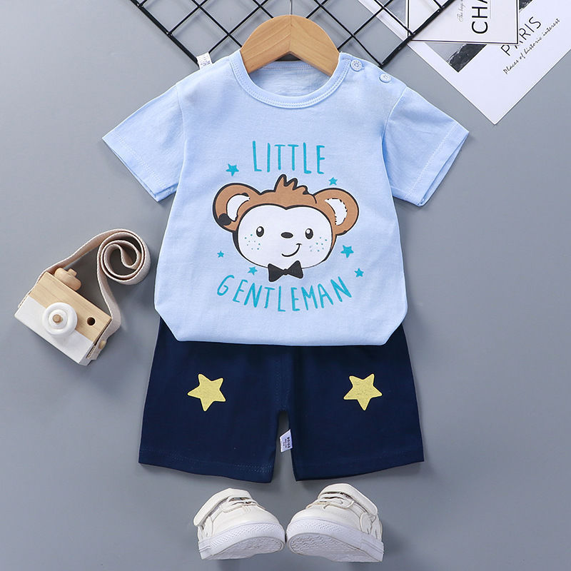 Costume à manches courtes pour enfants, vêtements d'été en coton pour bébés