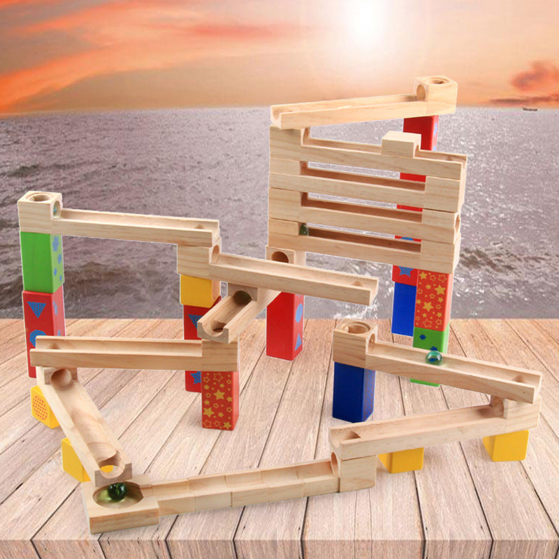 Piste de balle éducative Parent-enfant pour enfants, blocs coulissants, empilage de billes hautes pour construire des jouets en bois