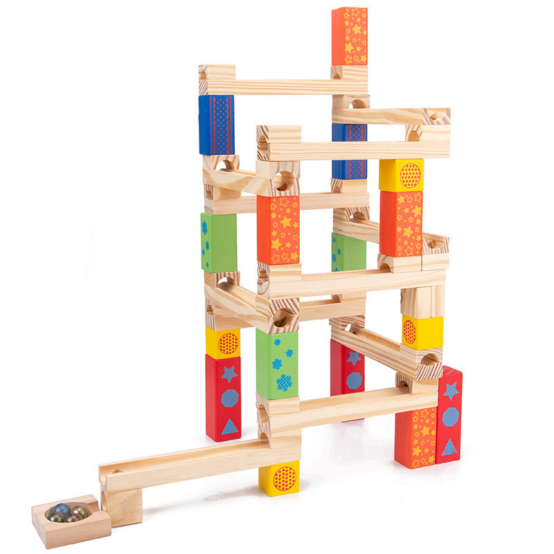 Piste de balle éducative Parent-enfant pour enfants, blocs coulissants, empilage de billes hautes pour construire des jouets en bois