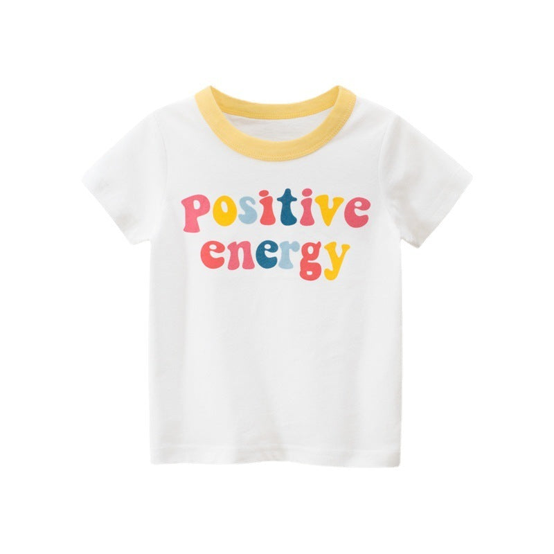 Vêtements pour enfants, T-Shirts à motifs d'alphabet, filles de dessin animé, manches courtes