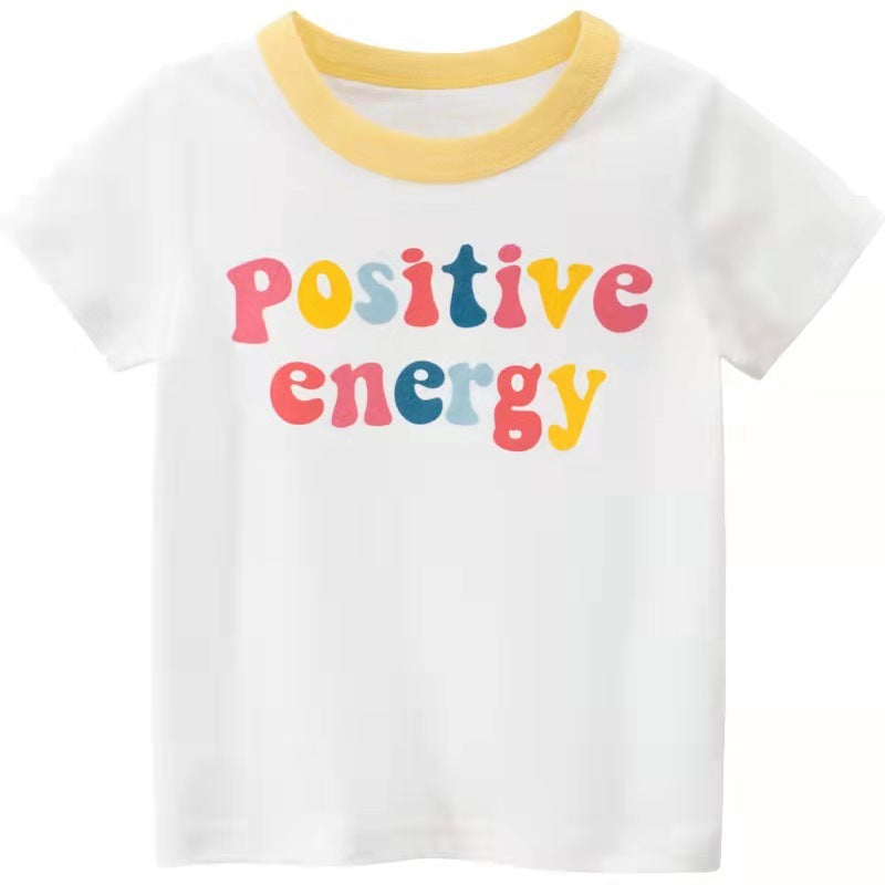 Vêtements pour enfants, T-Shirts à motifs d'alphabet, filles de dessin animé, manches courtes