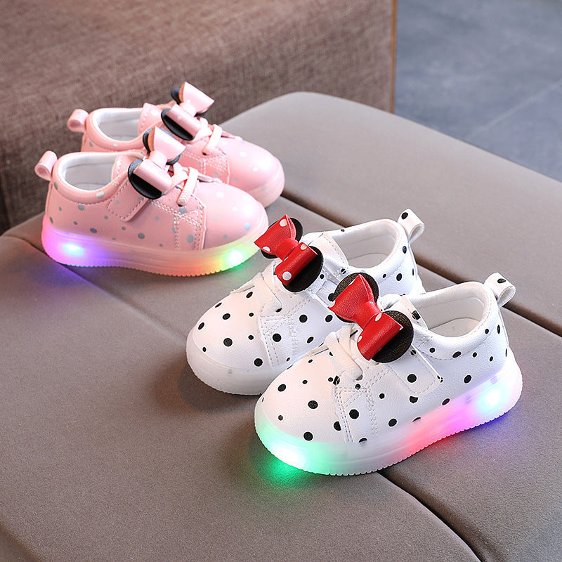 Zapatos con luces Niñas Bowknot Zapatos con luces LED Zapatos transpirables para niñas