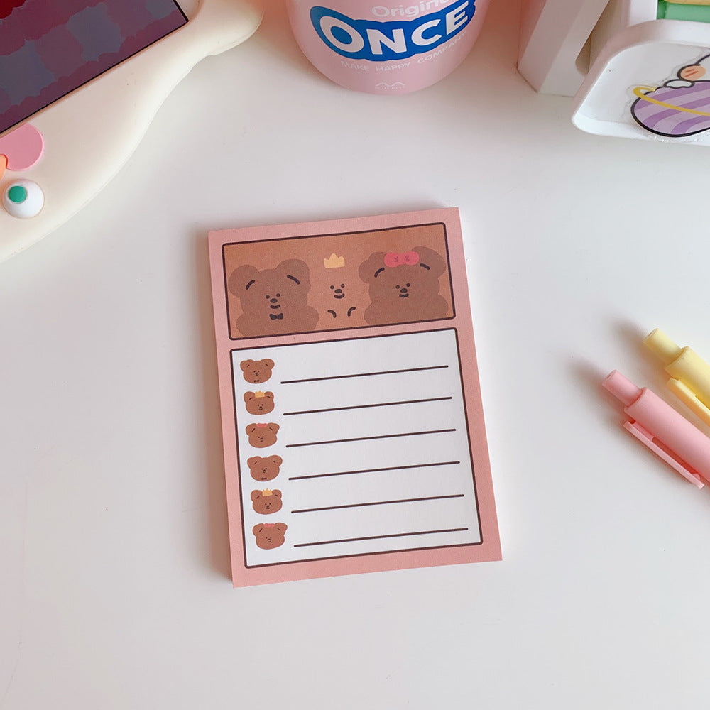 Blocs de notas con osito Kawaii, papel de notas diario para hacerlo, comprobar