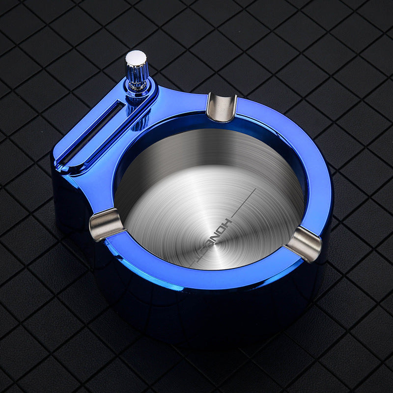 Cenicero De Cigarrillos Grande con Encendedor De Fósforo Permanente Juego De Bandeja De Ceniza De Metal Elegante para Ceniceros Frescos De Malezas para Cigarros Decoración Interior Al Aire Libre En La Oficina En Casa