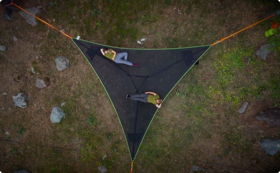 Hamaca para varias personas, diseño de tres puntos, hamaca portátil, estera aérea triangular multifuncional