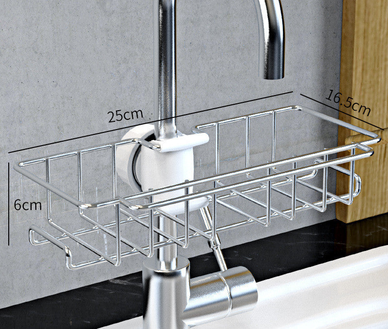 Estante de almacenaje para fregadero de acero inoxidable, grifo ajustable para cocina y baño, escurridor de platos, organizador de cocina