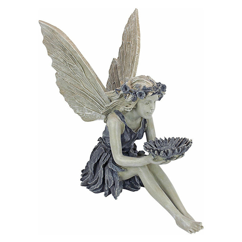 Statue de jardin féerique assise, décoration artisanale en résine, accessoires de décoration, aménagement paysager de la maison, décoration de pelouse d'arrière-cour